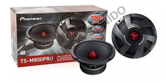 Parlante P.R.O. de medios de 8 pulgadas de alta potencia y sensibilidad