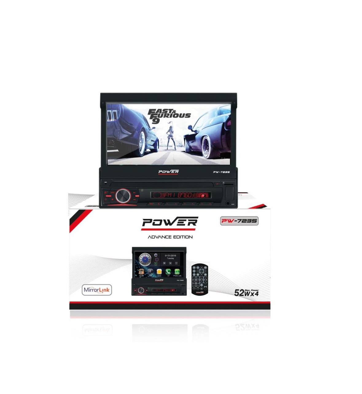 Radio Power Pw-7235 Usb Motorizado Bt Dvd 7 Pulgadas