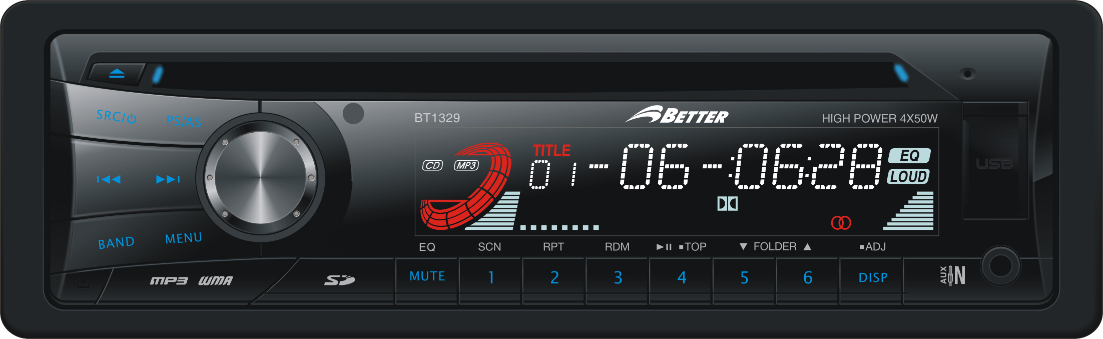 Radio Better Ref: BT1329 USB y auxiliar frontal, SD, CD, MP3